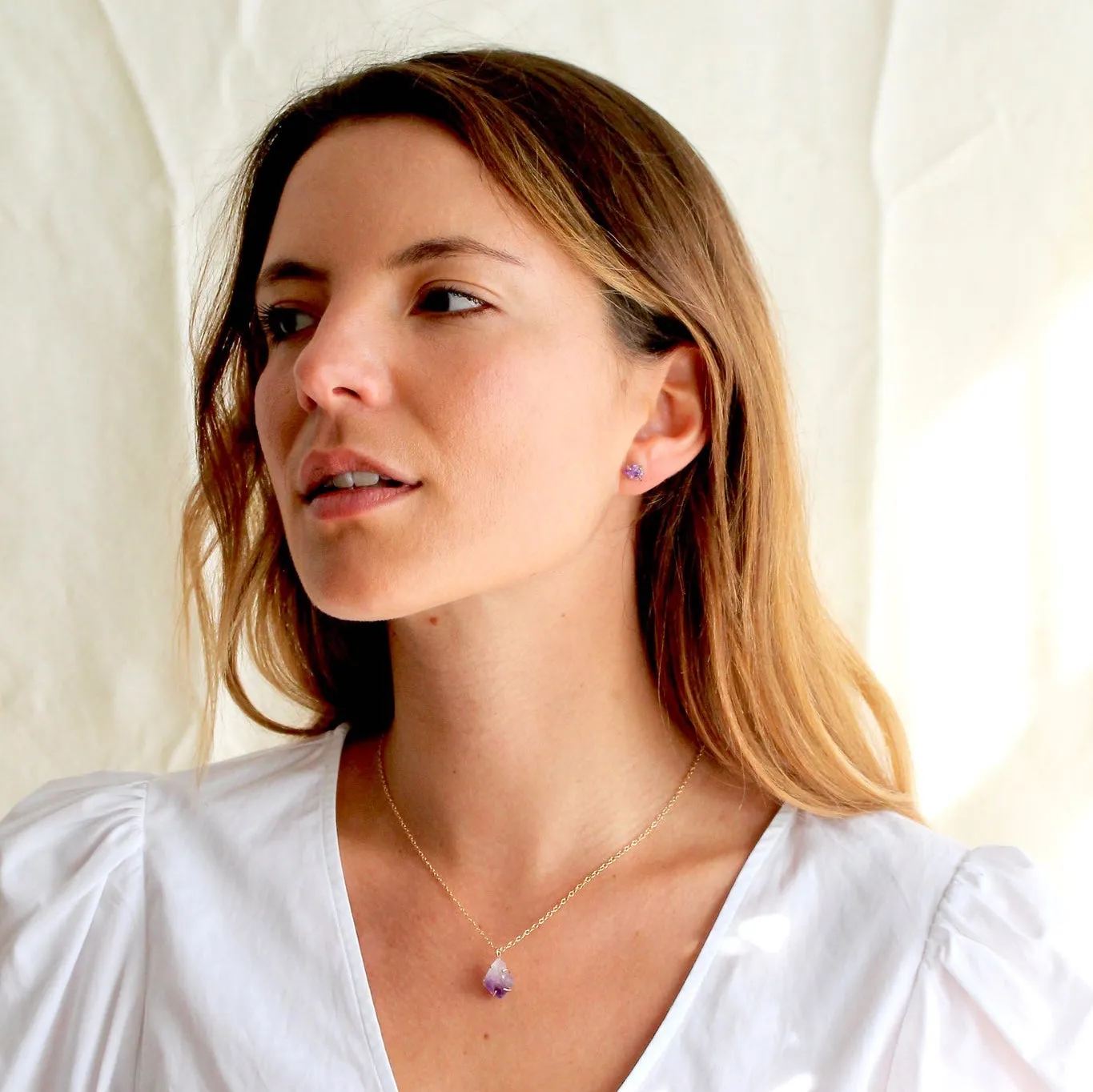 Amethyst Raw Stud Earrings