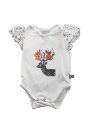 And The Little Dog Laughed Deer Print Short Sleeve Bodysuit 0-3M