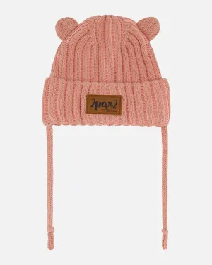 Baby Knit Hat With Ears Ash Rose