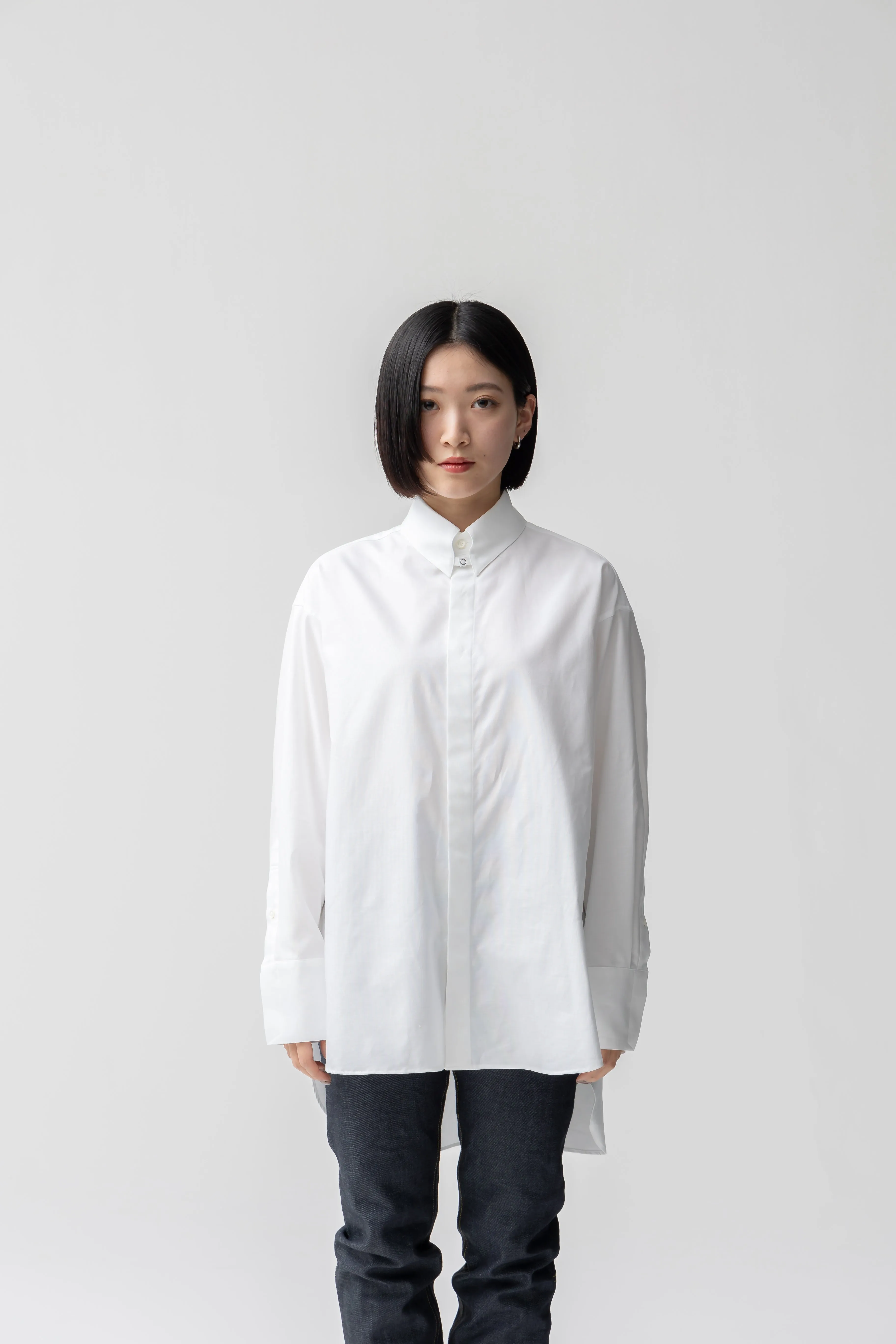 COTTON TAB COLLAR SHIRT .06【WHITE-OXFORD】