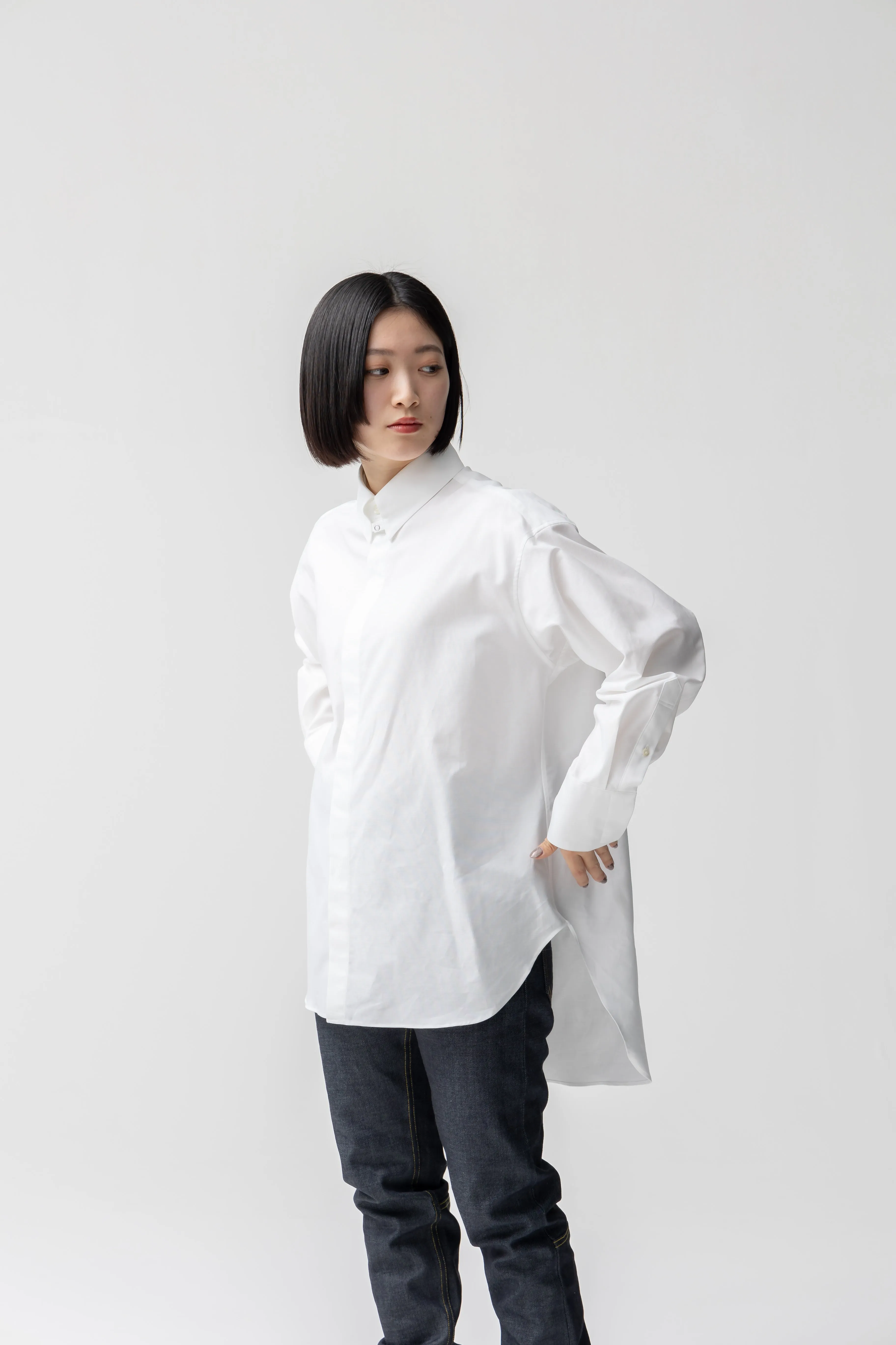 COTTON TAB COLLAR SHIRT .06【WHITE-OXFORD】
