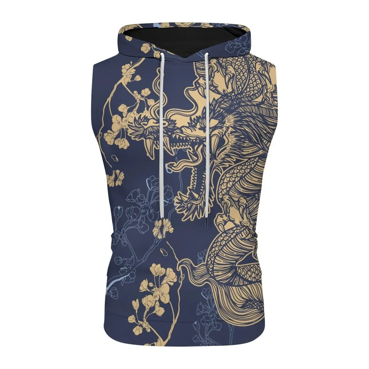 Flower Chinese Dragon Sleeveless Pullover & Zip Hoodie