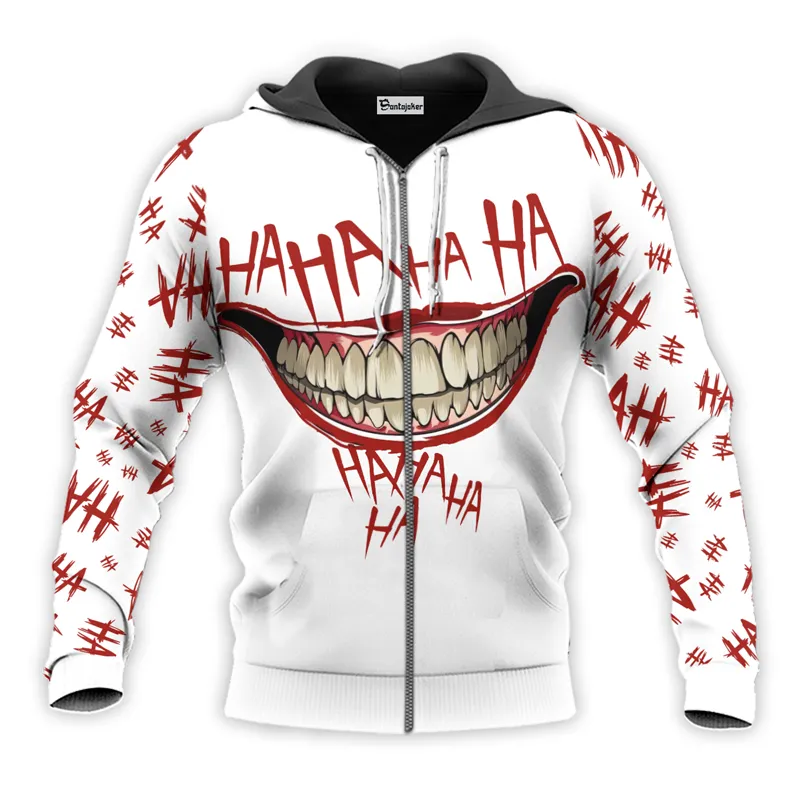 Joker HaHaHa Why So Serious White Red Hoodie & Zip Hoodie