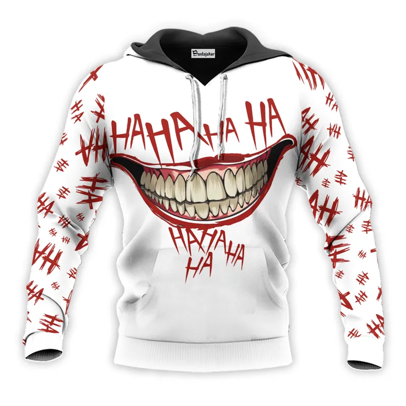 Joker HaHaHa Why So Serious White Red Hoodie & Zip Hoodie