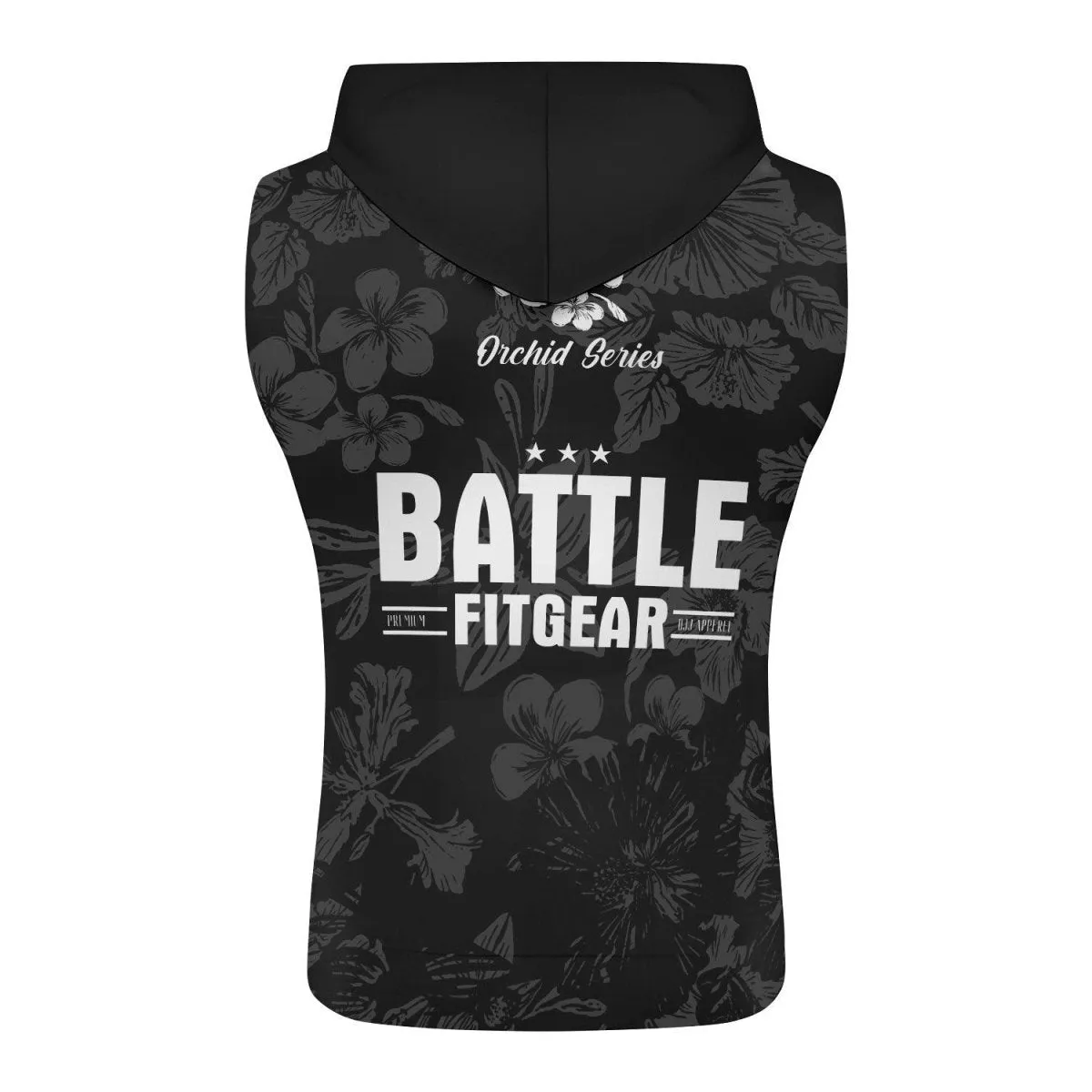 Orchid Series Floral Black Heart Pattern Sleeveless Pullover & Zip Hoodie