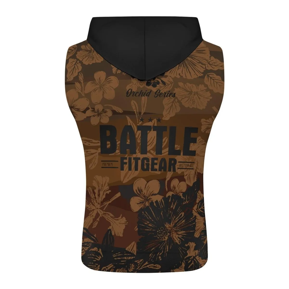 Orchid Series Floral Brown Heart Pattern Sleeveless Pullover & Zip Hoodie