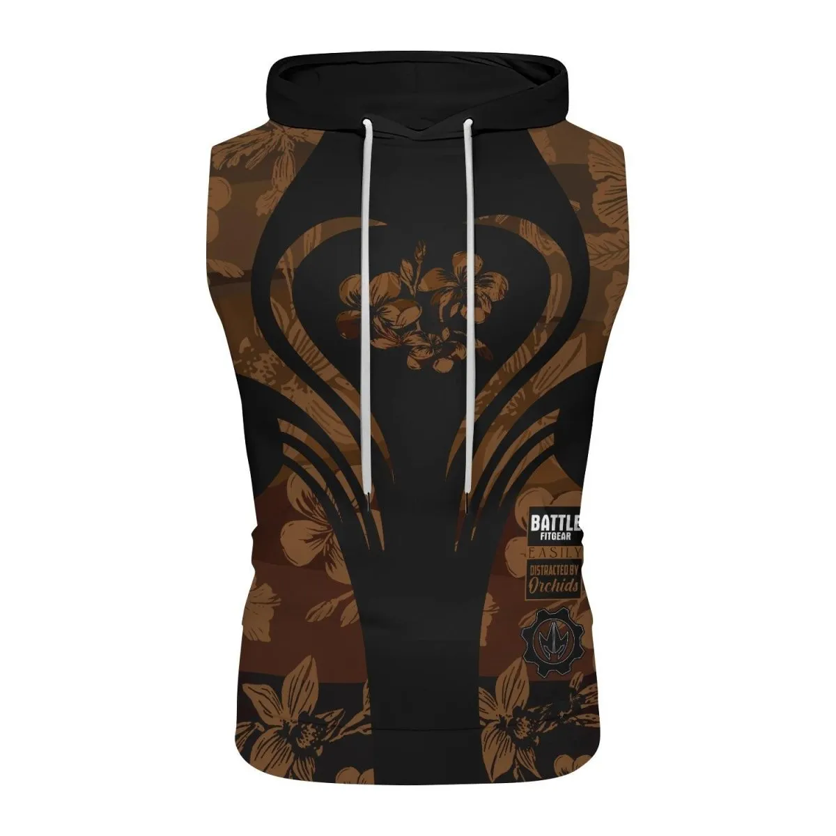 Orchid Series Floral Brown Heart Pattern Sleeveless Pullover & Zip Hoodie